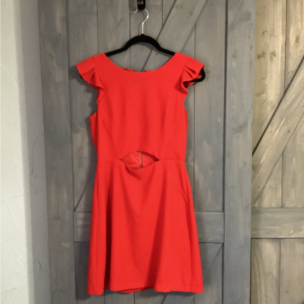 Gianni Bini Red Fit & Flair Dress with Waist Cutout